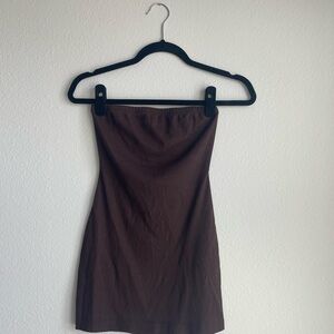 Elegant Brown Strapless Dress
